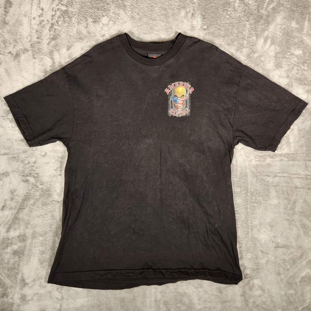 Hot Leathers T-Shirt Mens XL Black America Rising Skull Graphic Tee Excellent
